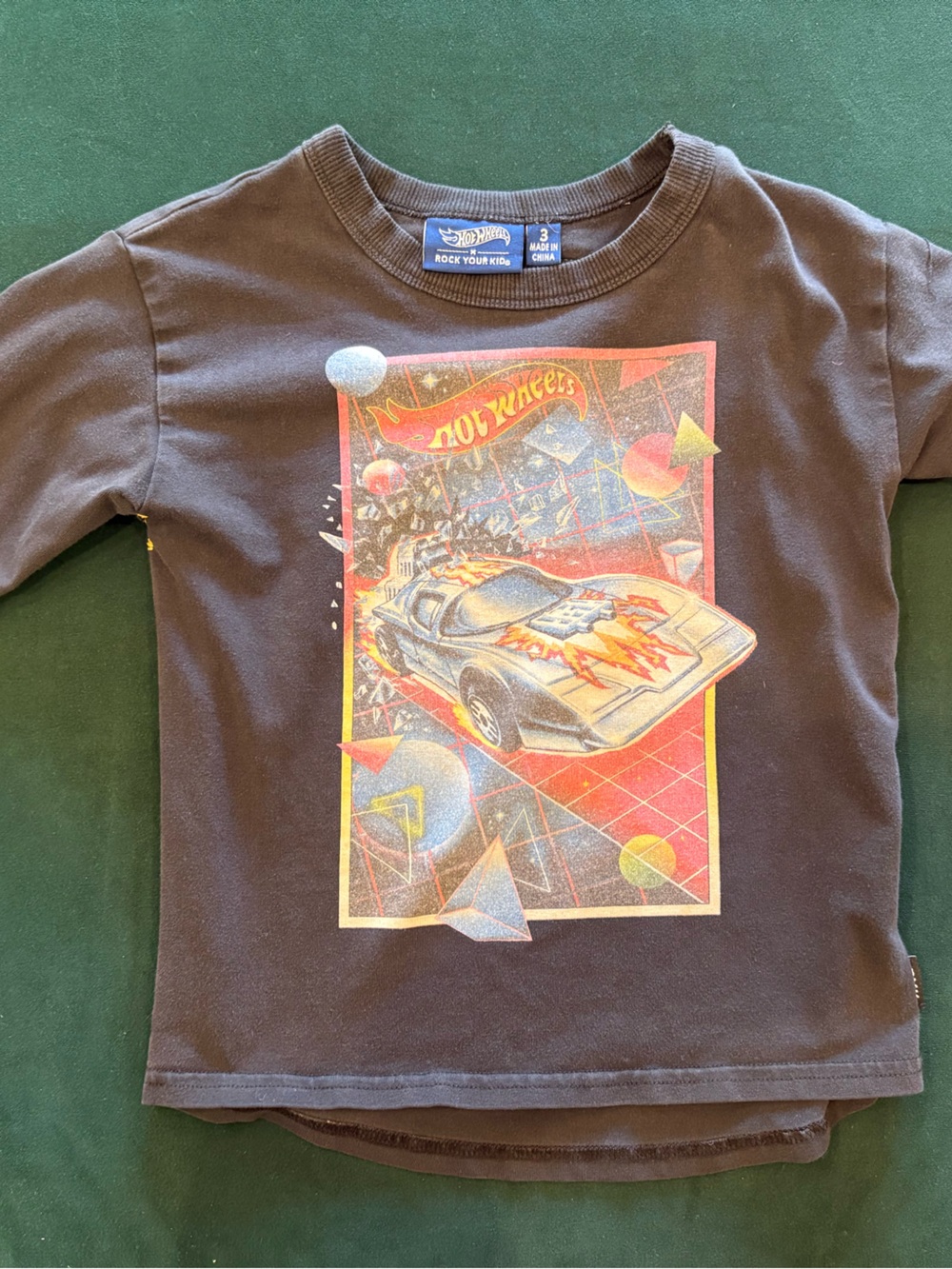 Graphite Black Rock Your Kid Graphic Long Sleeve Kids Shirt